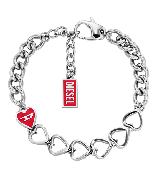 Men D Logo Bracelet Silver Stainless Steel