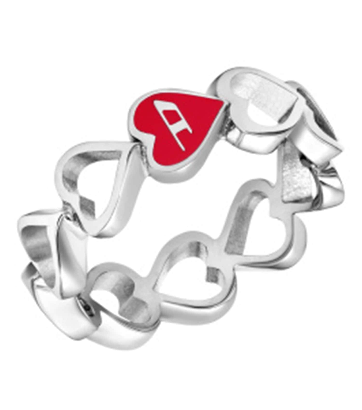 Unisex D Logo Ring Silver Stainless Steel
