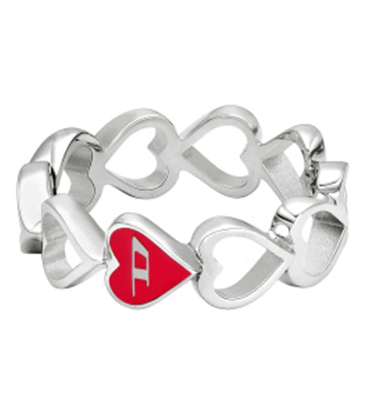 Unisex D Logo Ring Silver Stainless Steel
