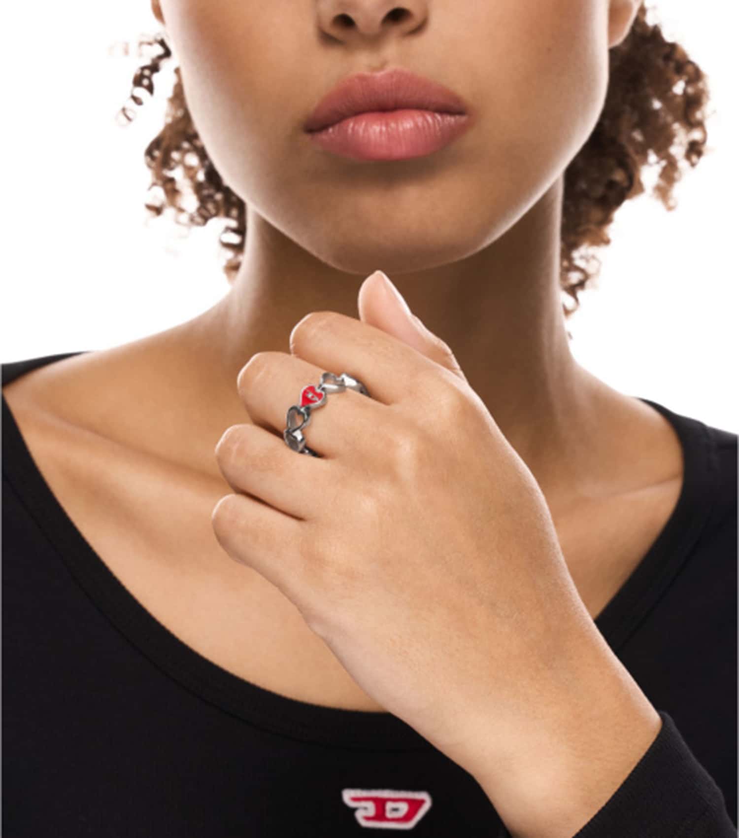 Unisex D Logo Ring Silver Stainless Steel