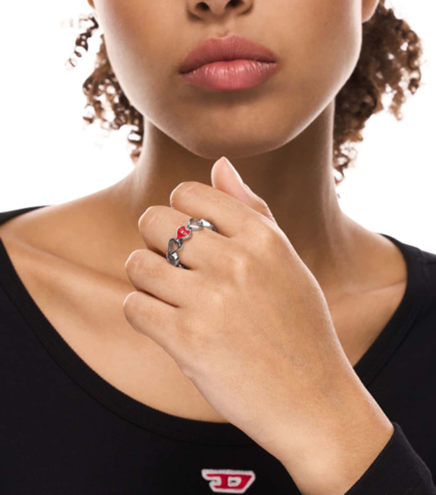 Unisex D Logo Ring Silver Stainless Steel