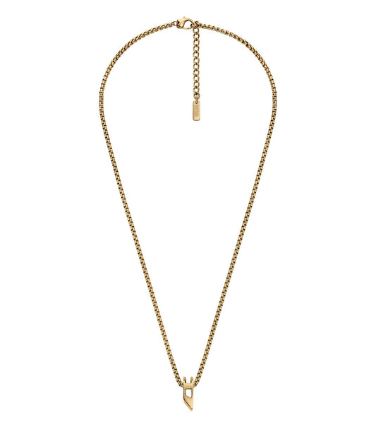 Unisex D Logo Necklace Gold Stainless Steel