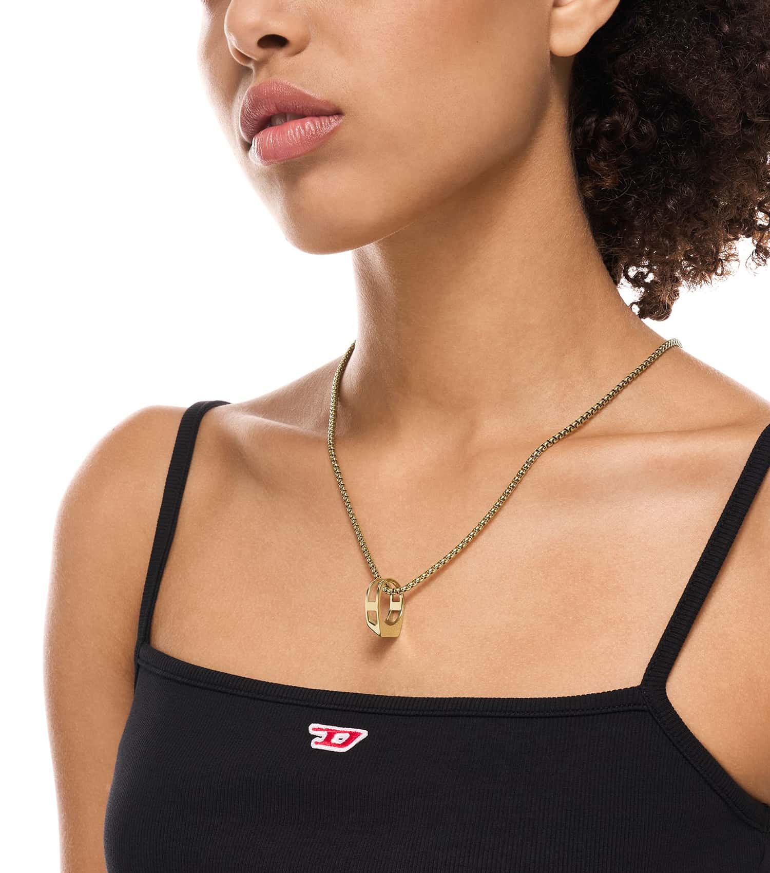 Unisex D Logo Necklace Gold Stainless Steel