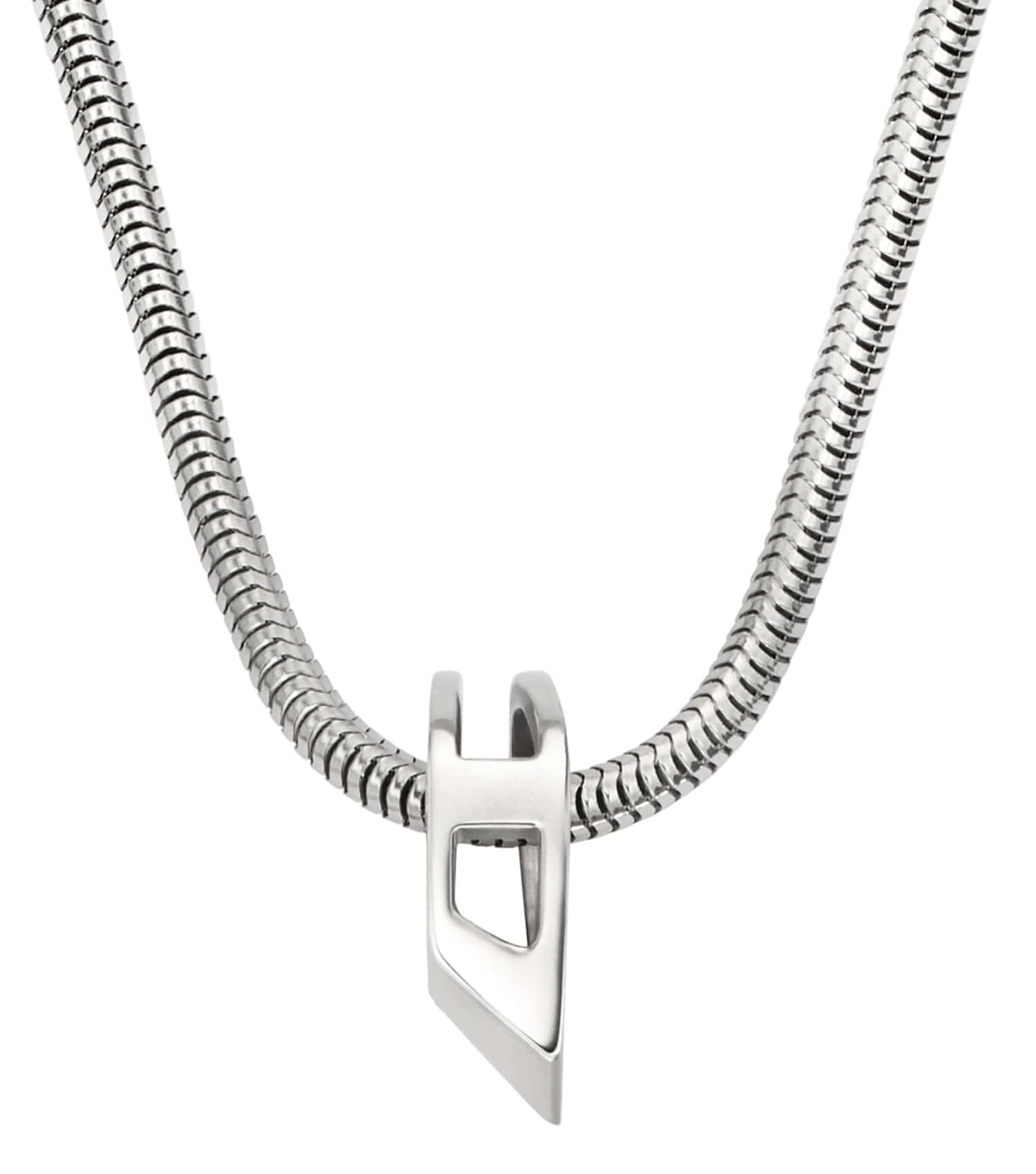 Unisex D Logo Necklace Silver Stainless Steel