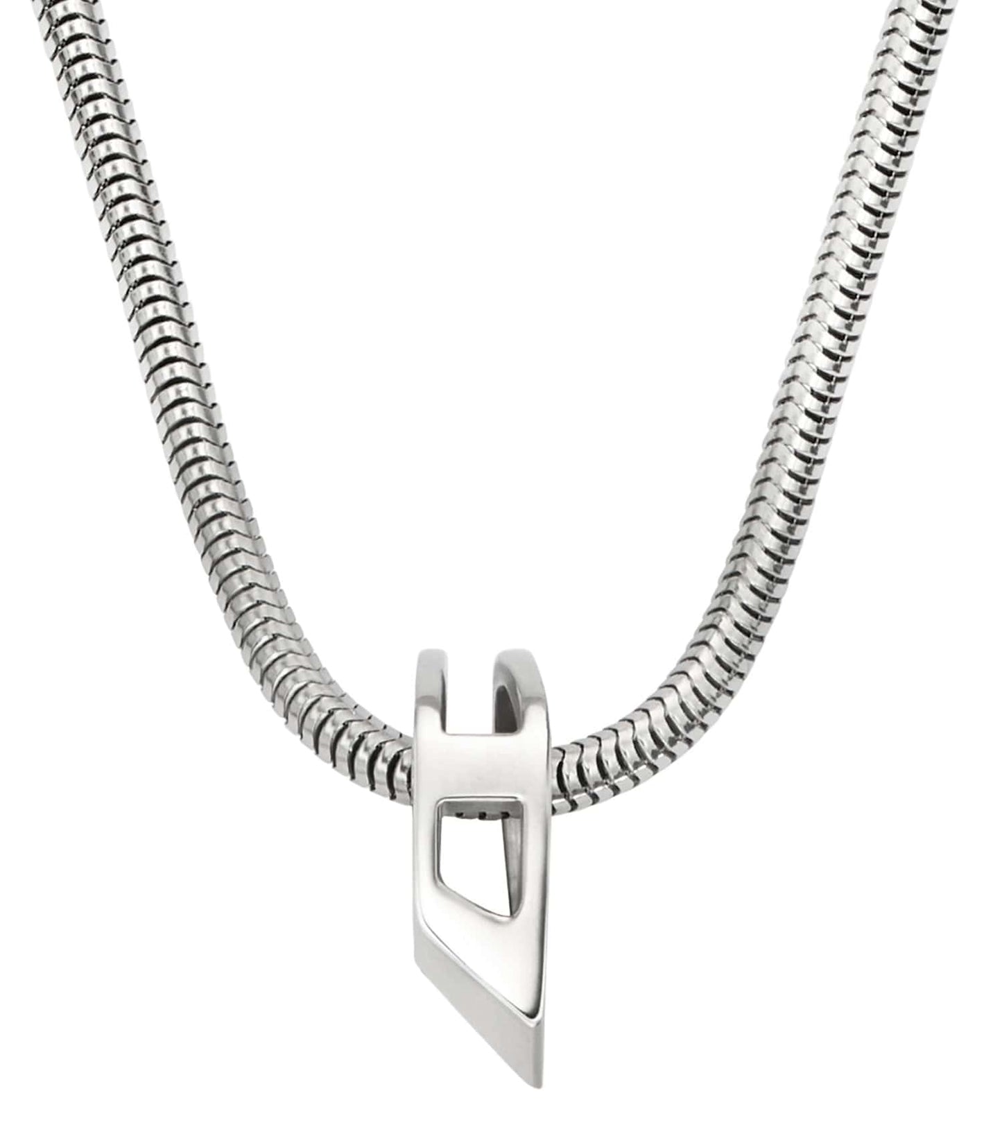 Unisex D Logo Necklace Silver Stainless Steel