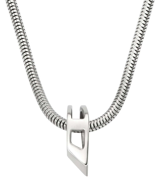 Unisex D Logo Necklace Silver Stainless Steel