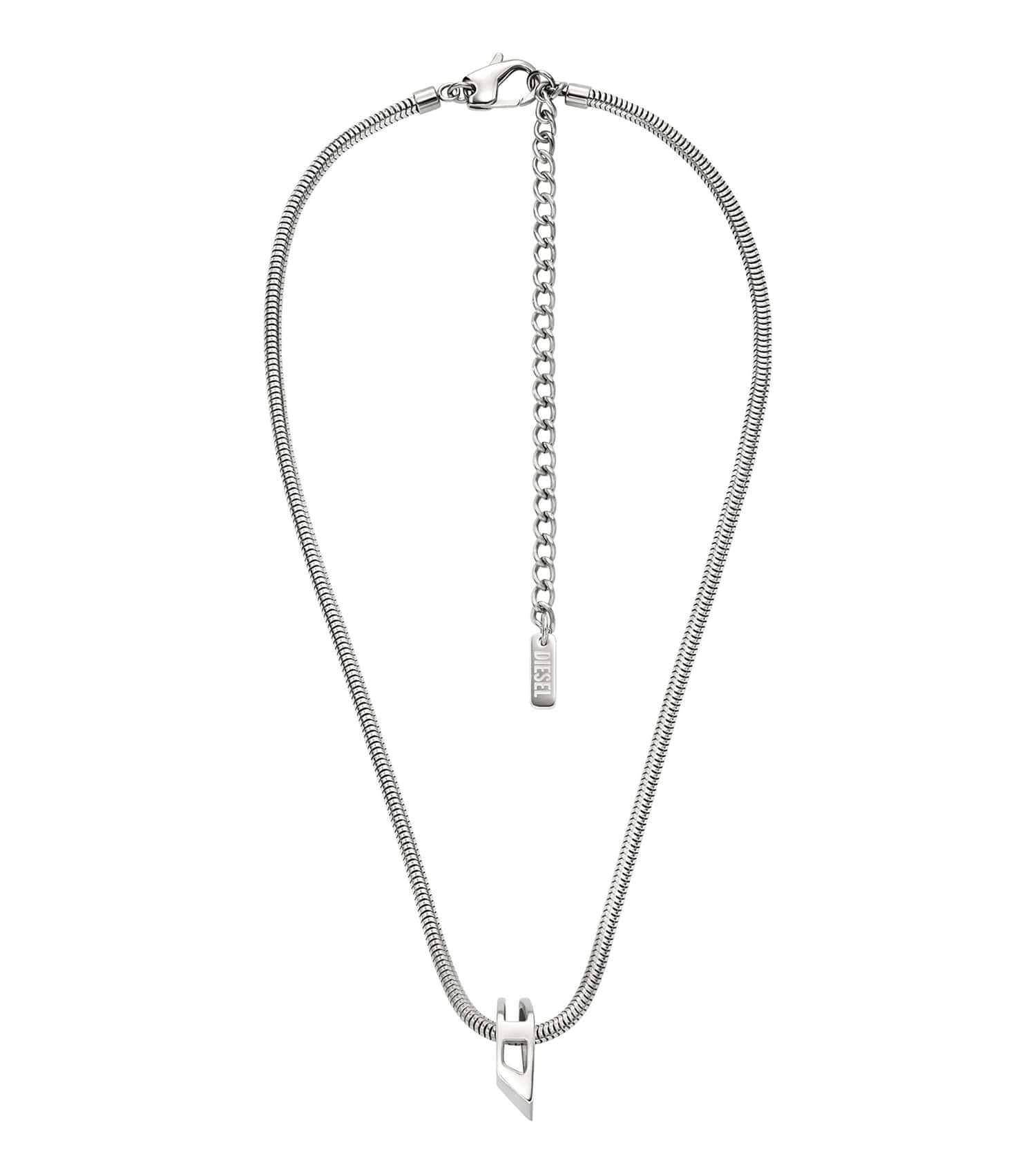 Unisex D Logo Necklace Silver Stainless Steel