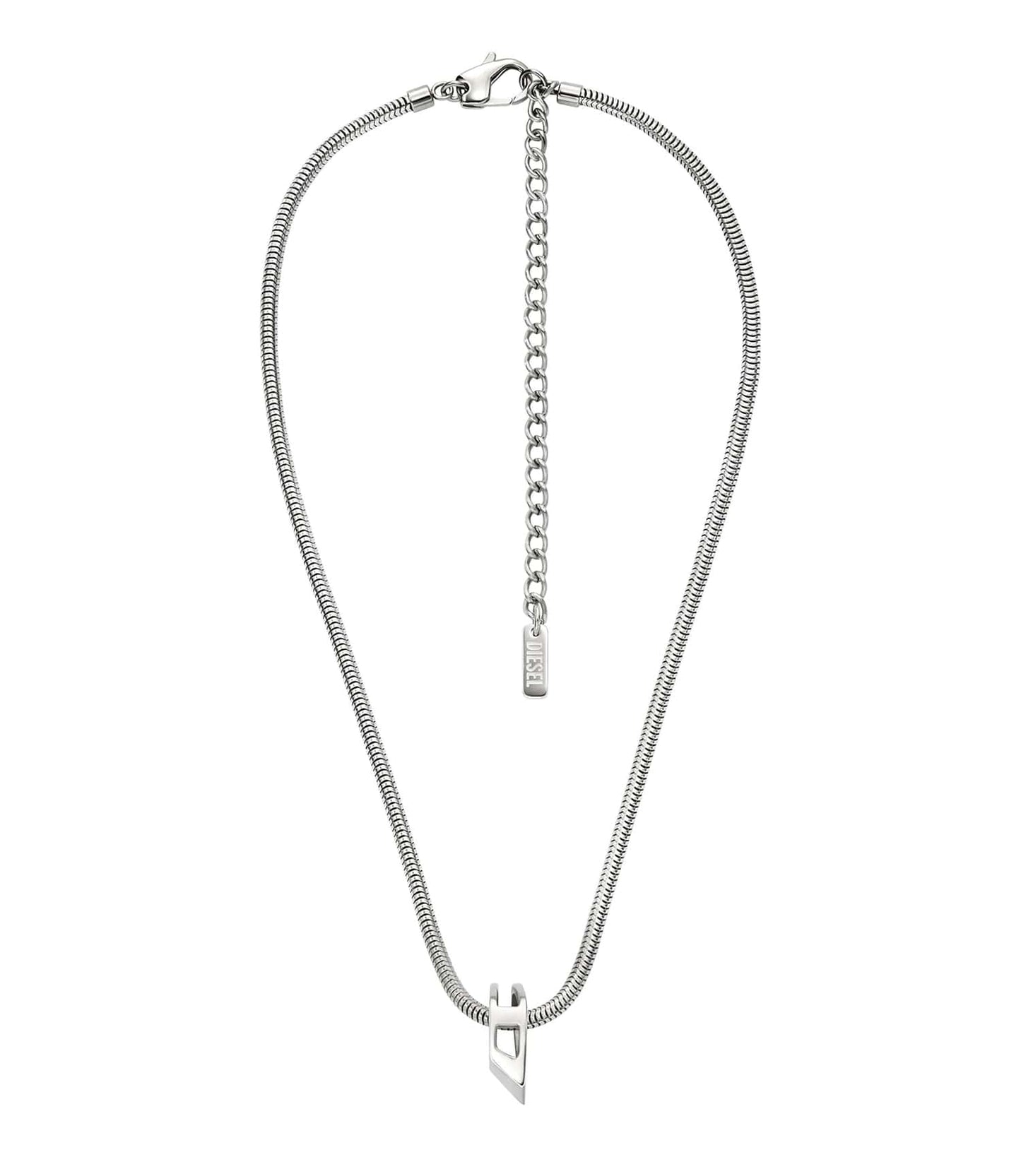 Unisex D Logo Necklace Silver Stainless Steel