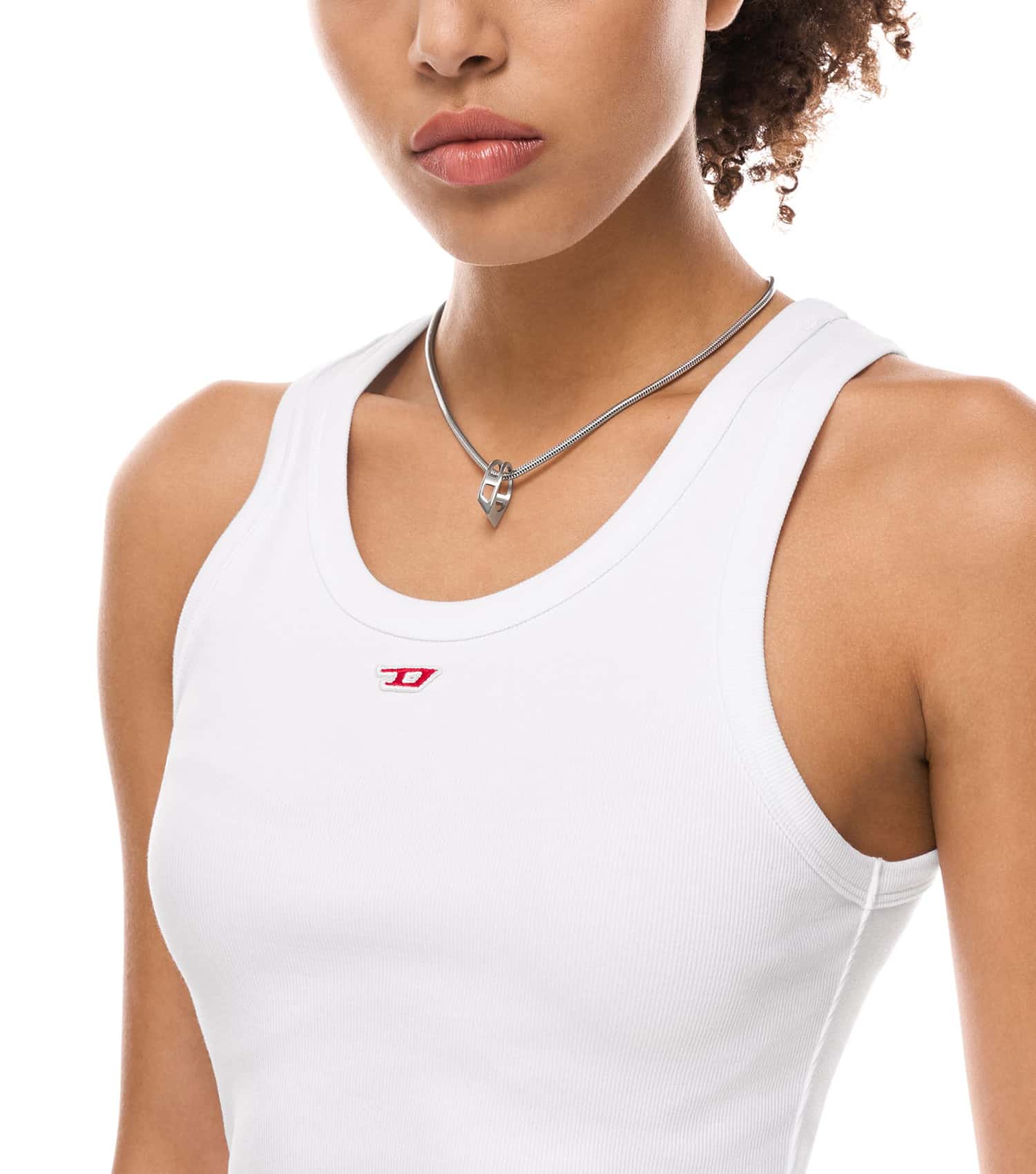 Unisex D Logo Necklace Silver Stainless Steel