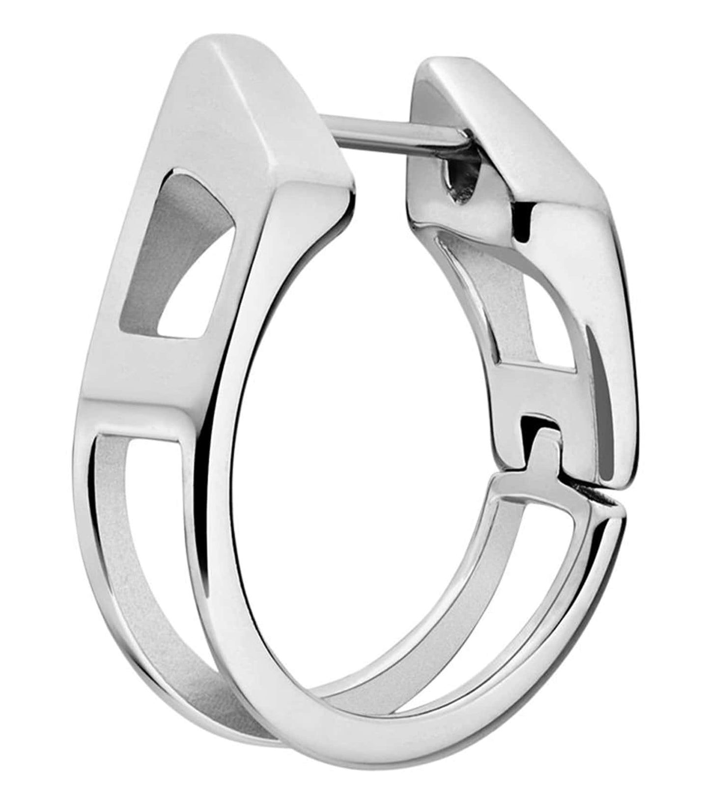 Unisex D Logo Earring Silver Stainless Steel