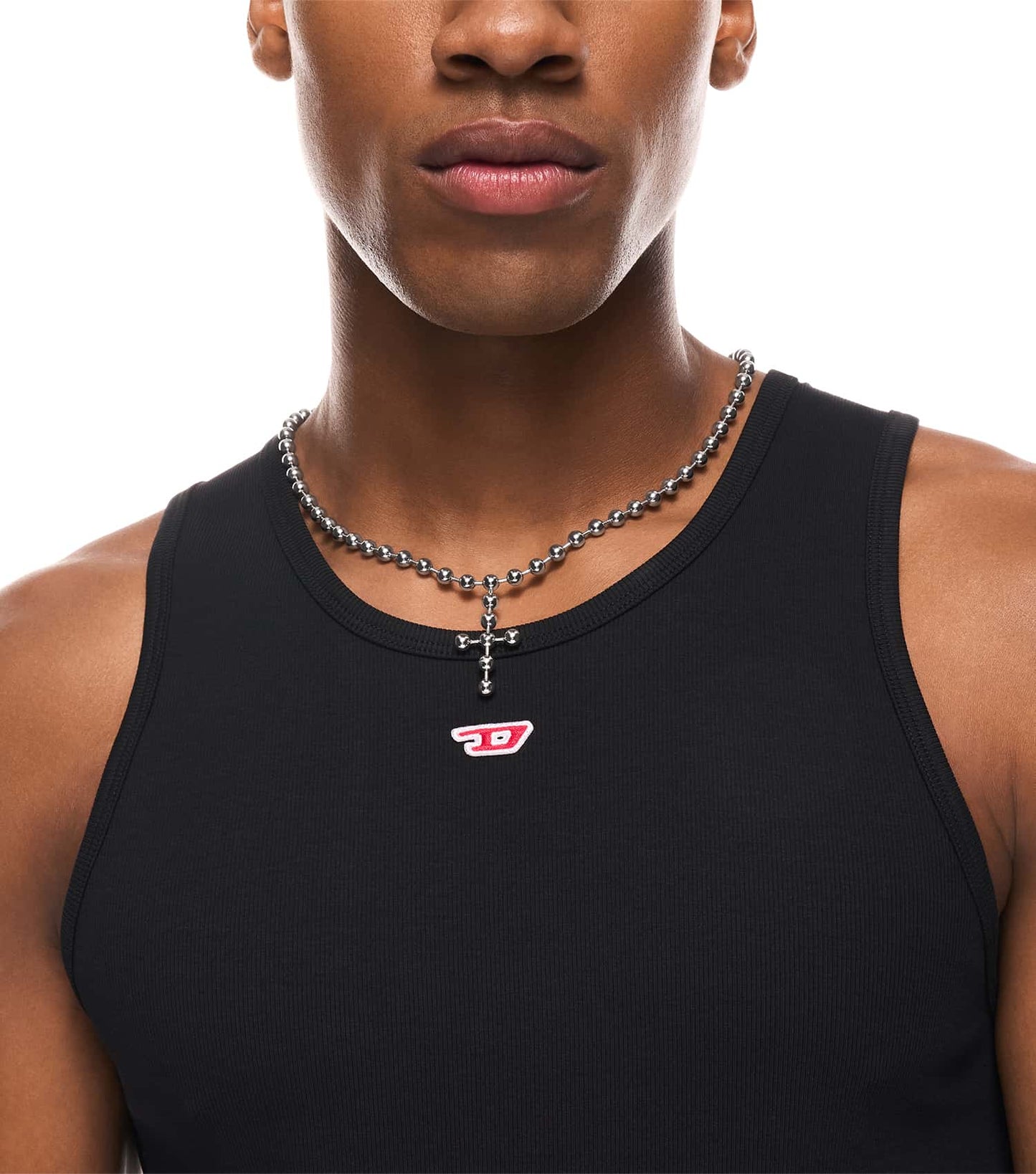 Unisex Diesel Font Necklace Silver Stainless Steel
