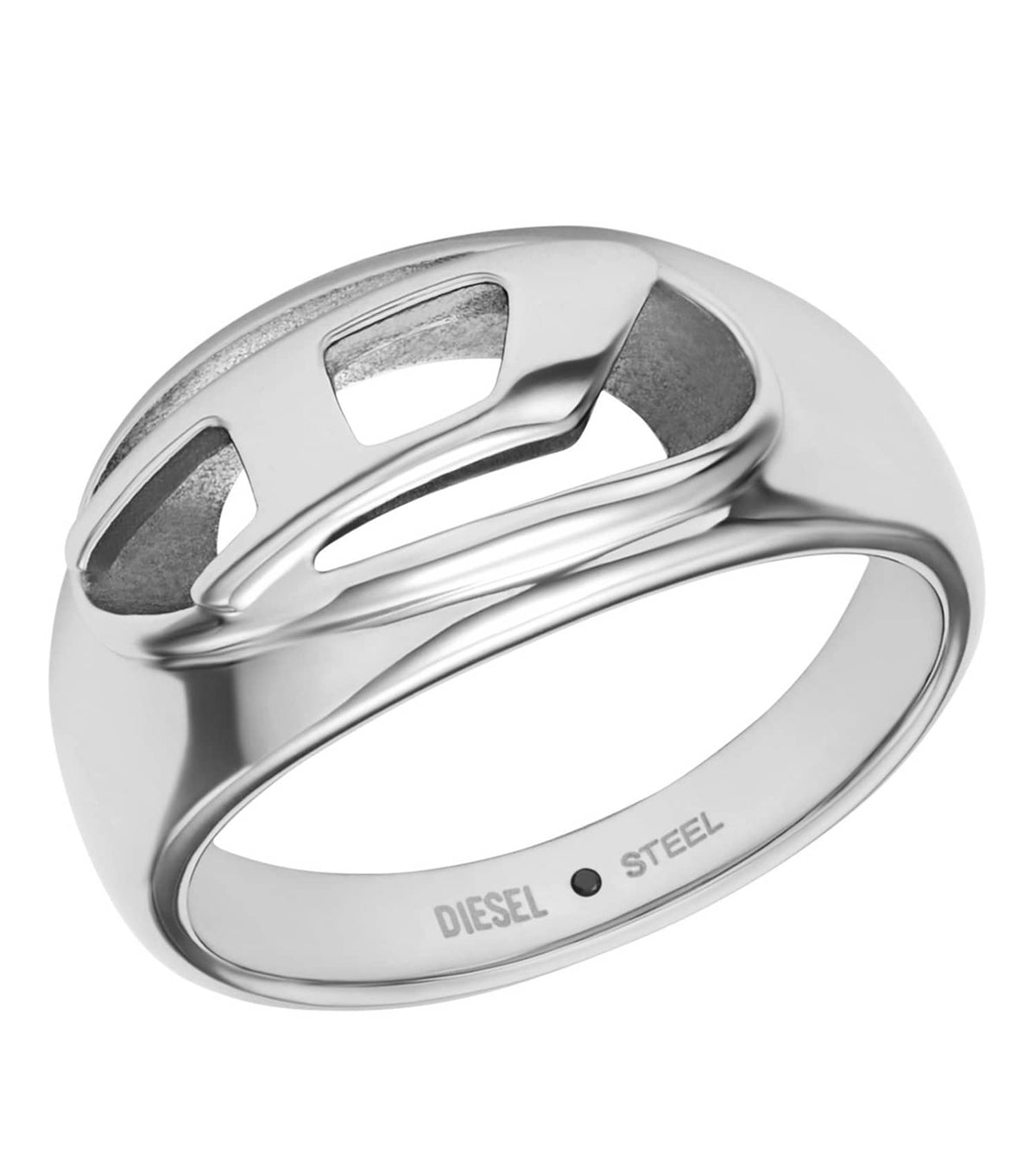 Unisex Oval D Logo Ring Silver Stainless Steel
