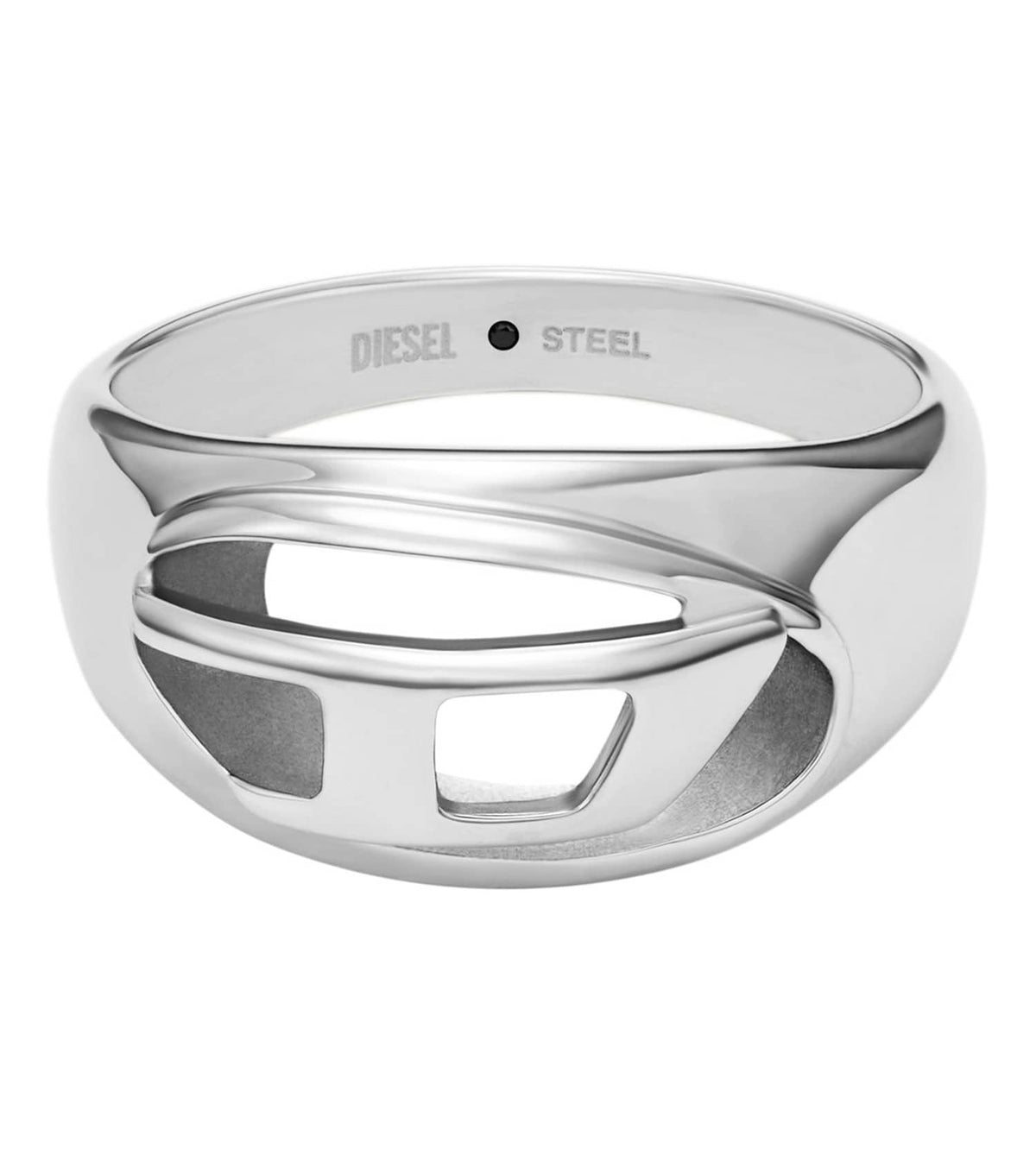 Unisex Oval D Logo Ring Silver Stainless Steel