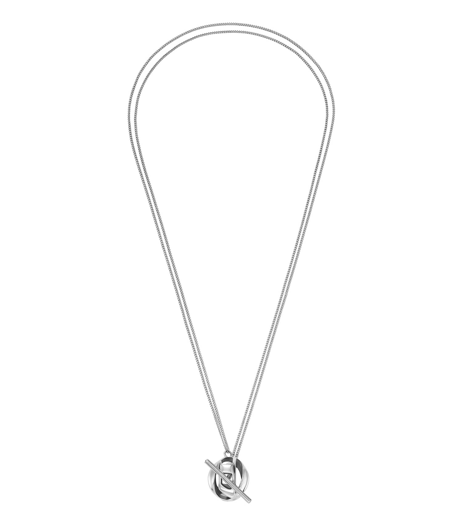 Unisex Oval D Logo Necklace Silver Stainless Steel