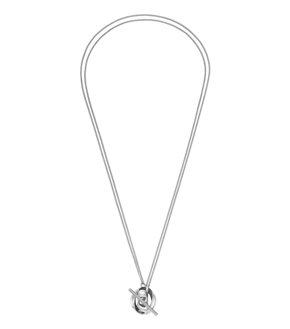 Unisex Oval D Logo Necklace Silver Stainless Steel