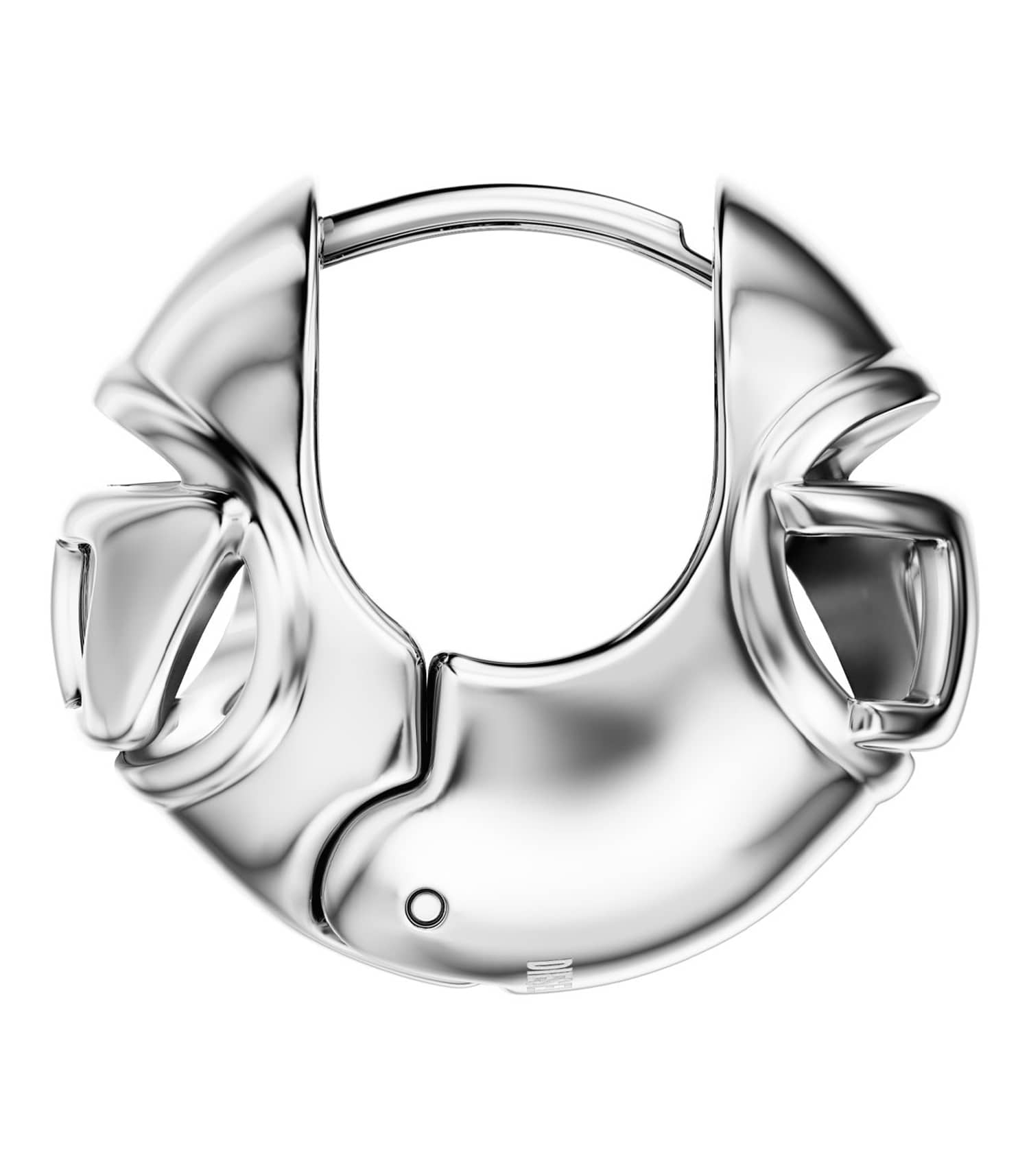 Unisex Oval D Logo Earring Silver Stainless Steel
