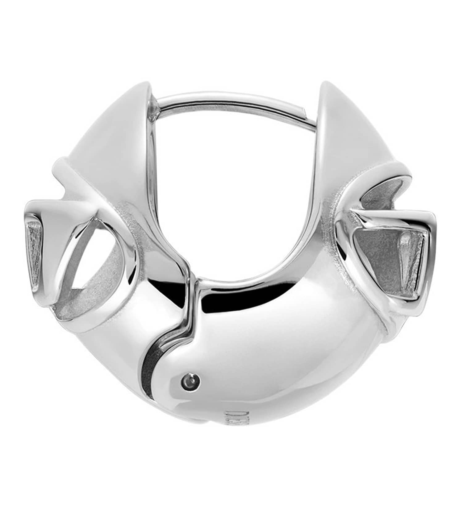 Unisex Oval D Logo Earring Silver Stainless Steel