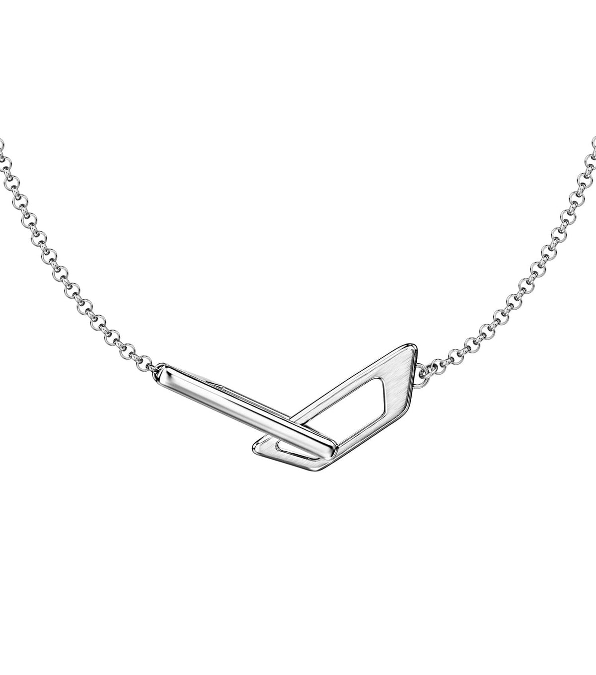 Unisex D Logo Necklace Silver Stainless Steel