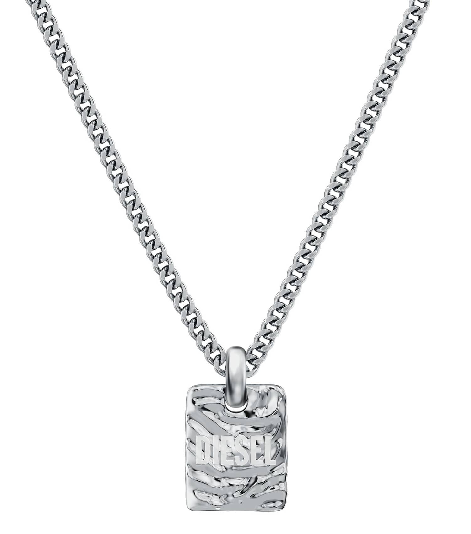 Unisex Diesel Font Necklace Silver Stainless Steel