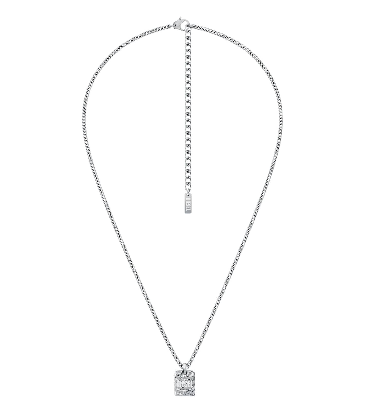 Unisex Diesel Font Necklace Silver Stainless Steel
