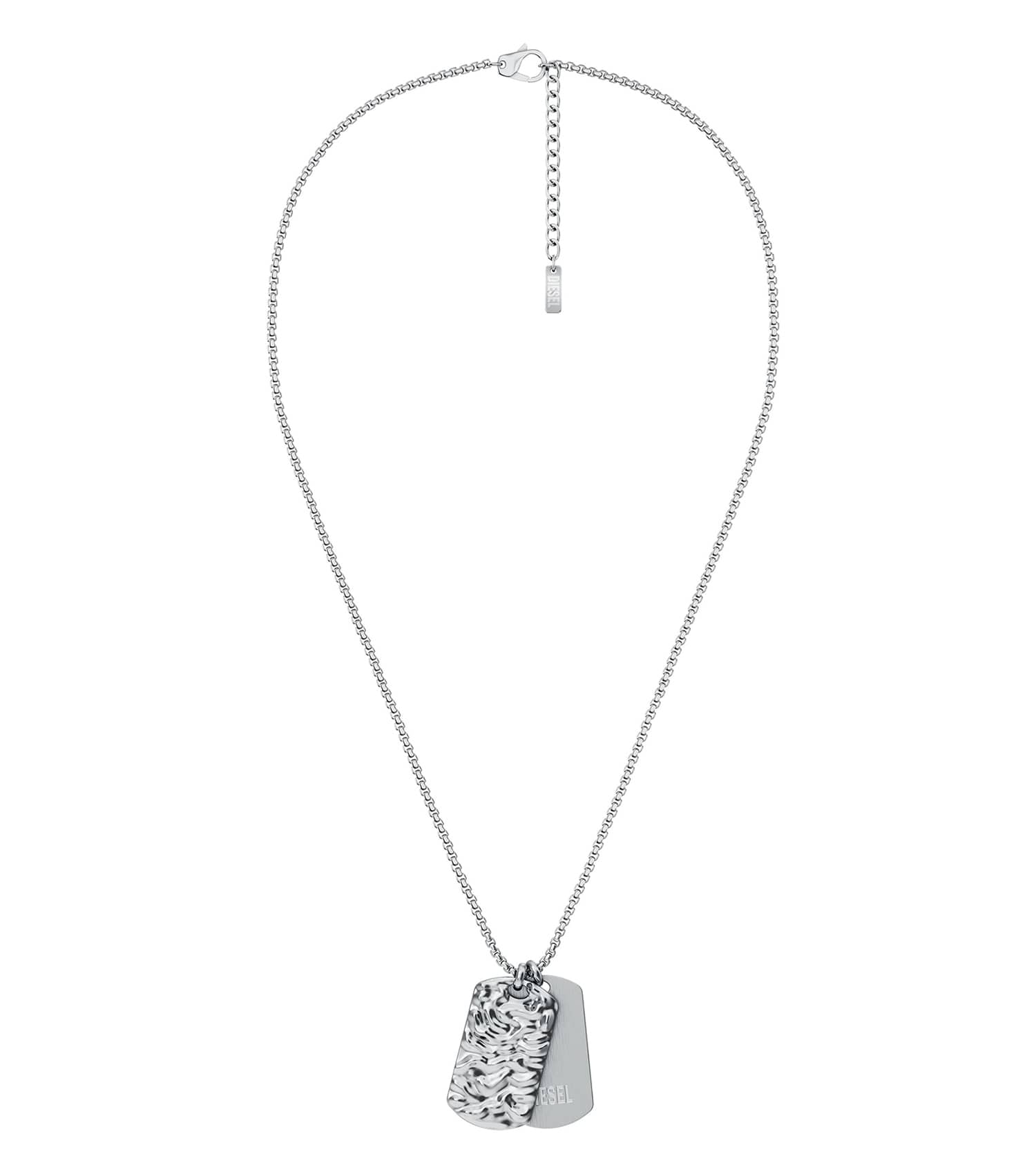 Unisex Diesel Font Necklace Silver Stainless Steel