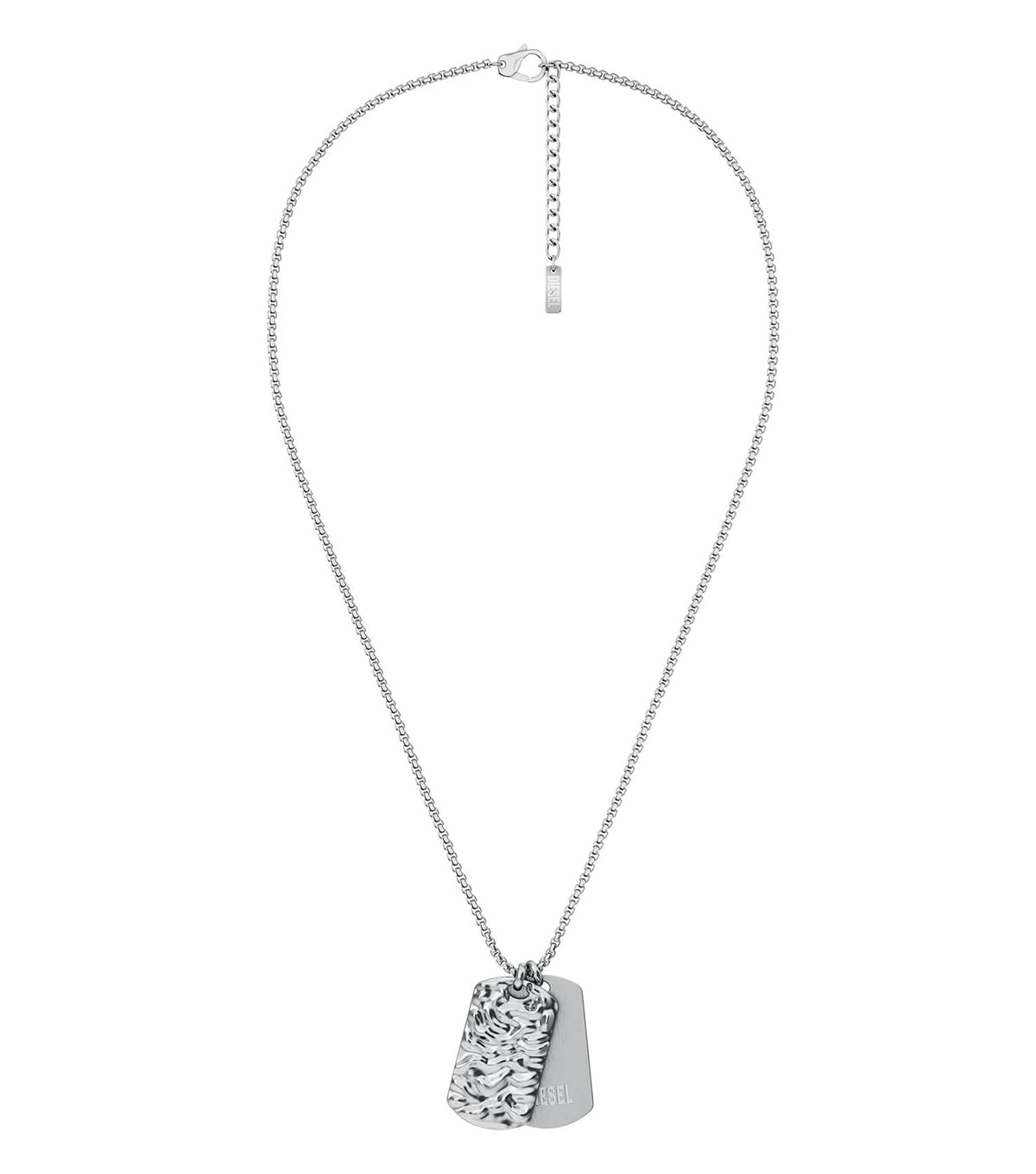 Unisex Diesel Font Necklace Silver Stainless Steel