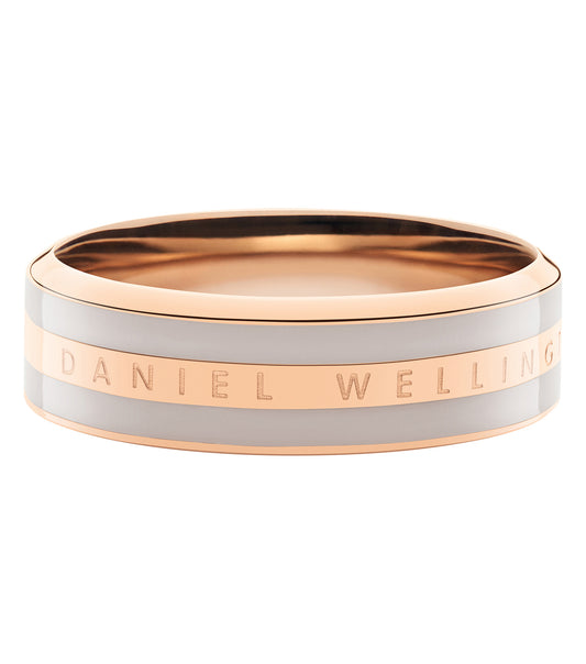 Women Emalie Satin Ring Rose Gold & White Stainless Steel & Enamel