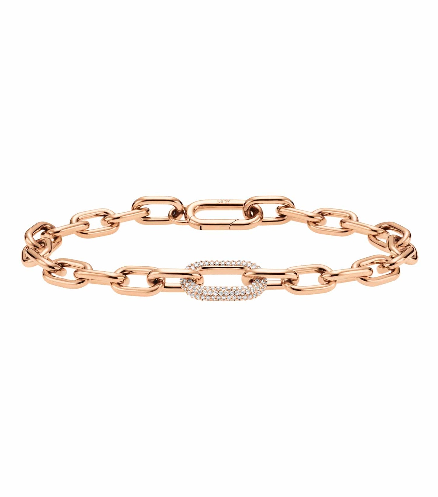Women Crystal Link Bracelet Rose Gold Stainless Steel & Crystals