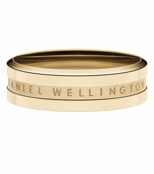 Daniel Wellington gold ring, side angle view, showcasing sleek craftsmanship and stylish design in radiant gold color.