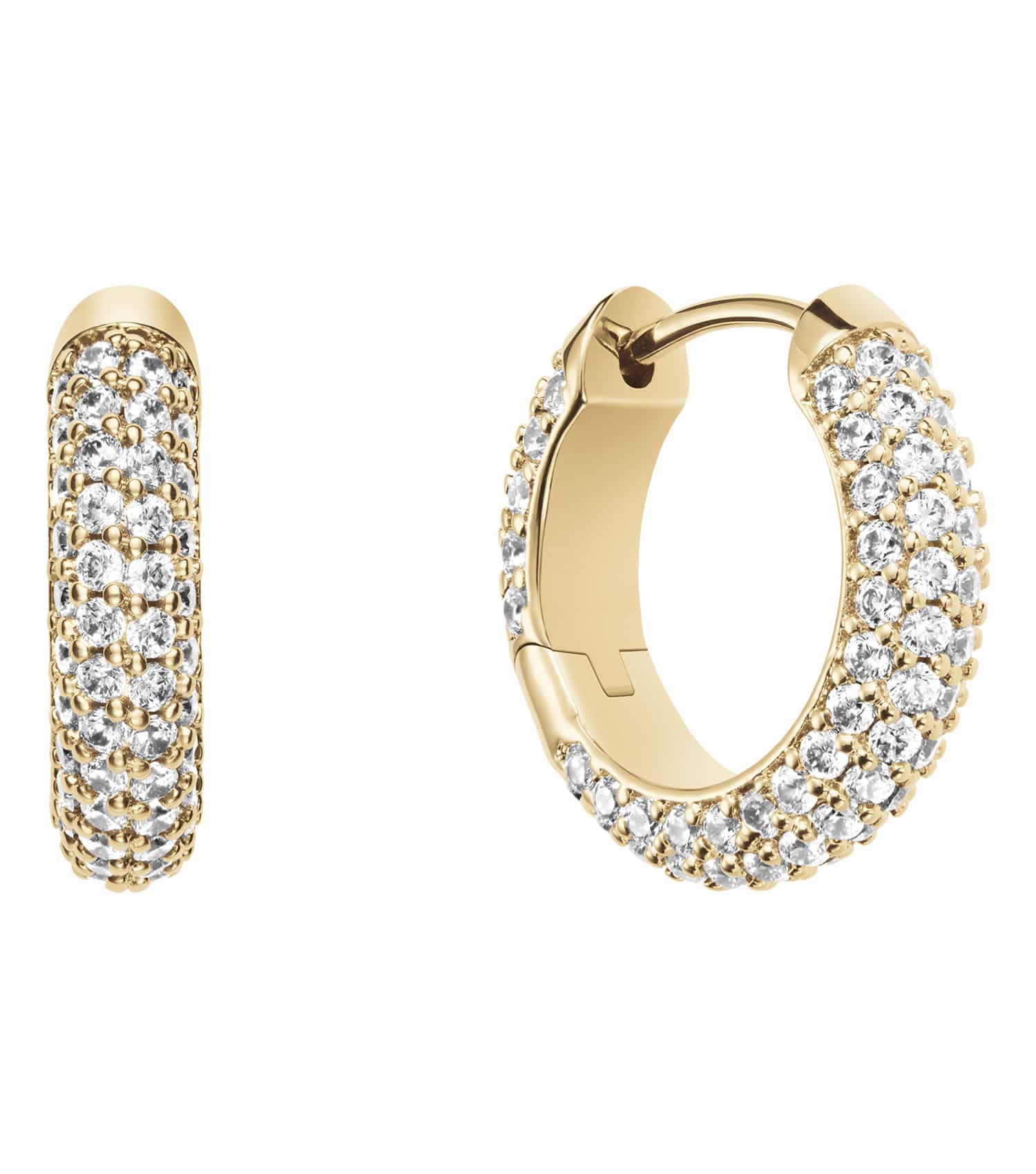 Women Pave Earrings Rose Gold Stainless steel & crystals