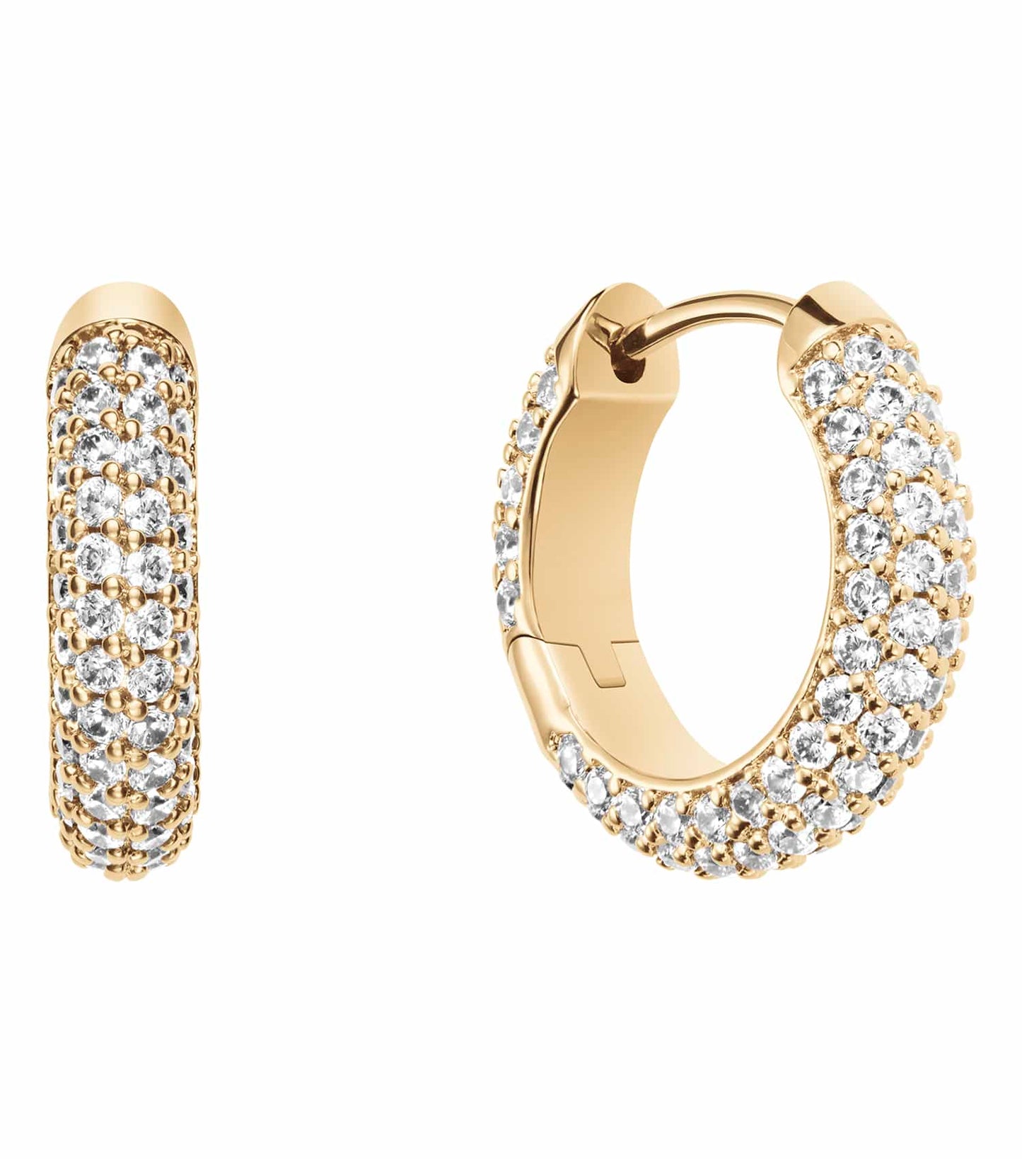 Women Pave Earrings Rose Gold Stainless steel & crystals