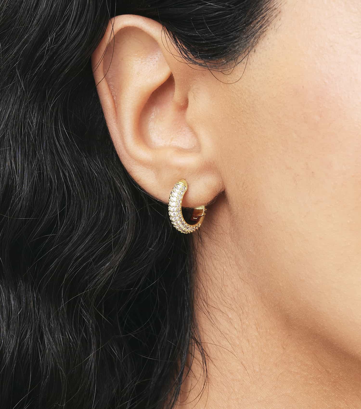 Women Pave Earrings Rose Gold Stainless steel & crystals