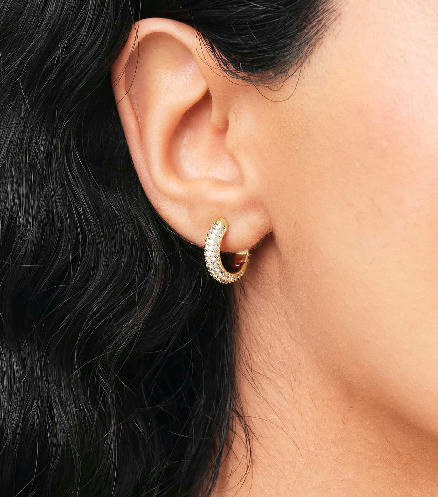 Women Pave Earrings Rose Gold Stainless steel & crystals