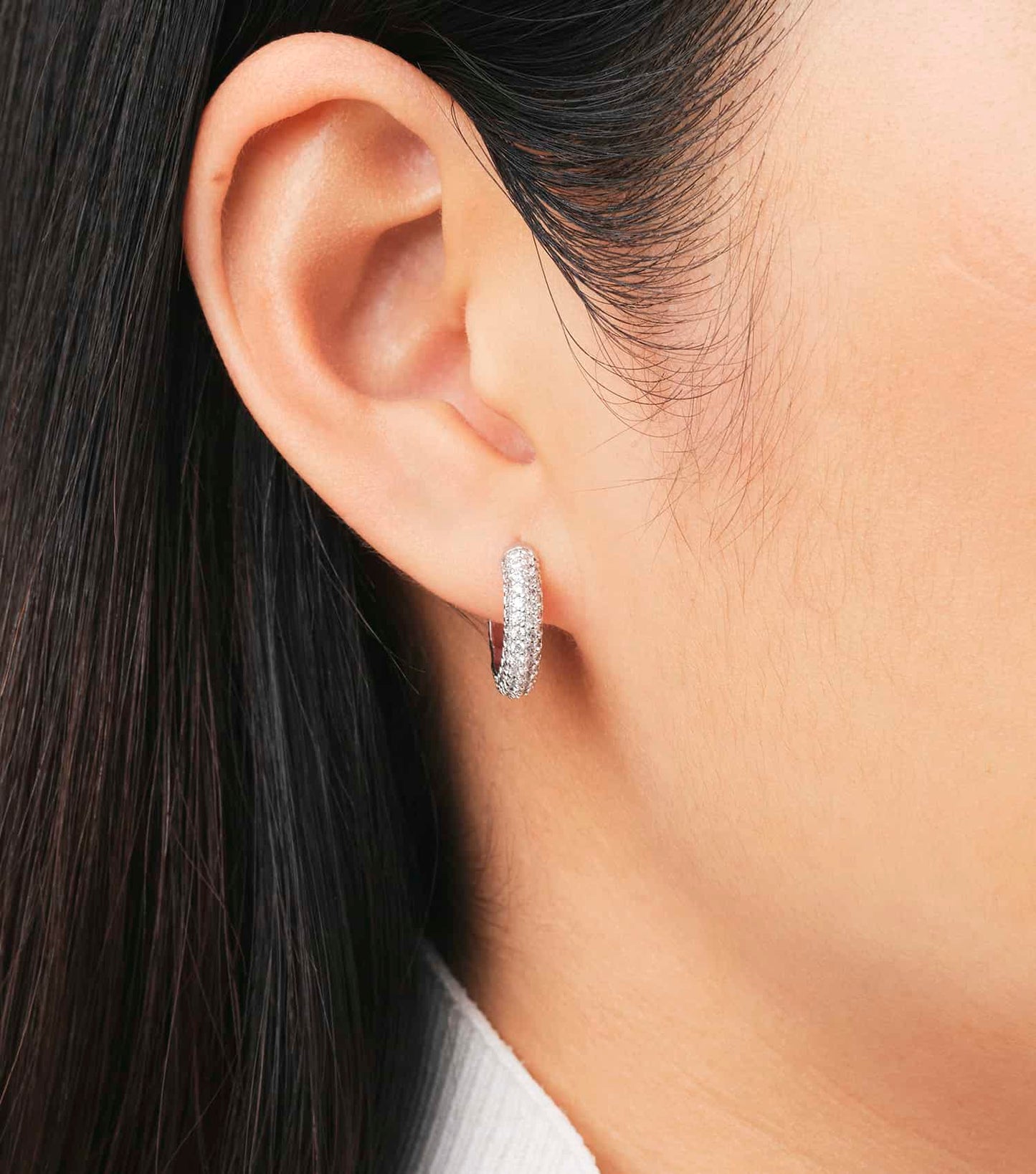 Women Pave Earrings Rose Gold Stainless steel & crystals