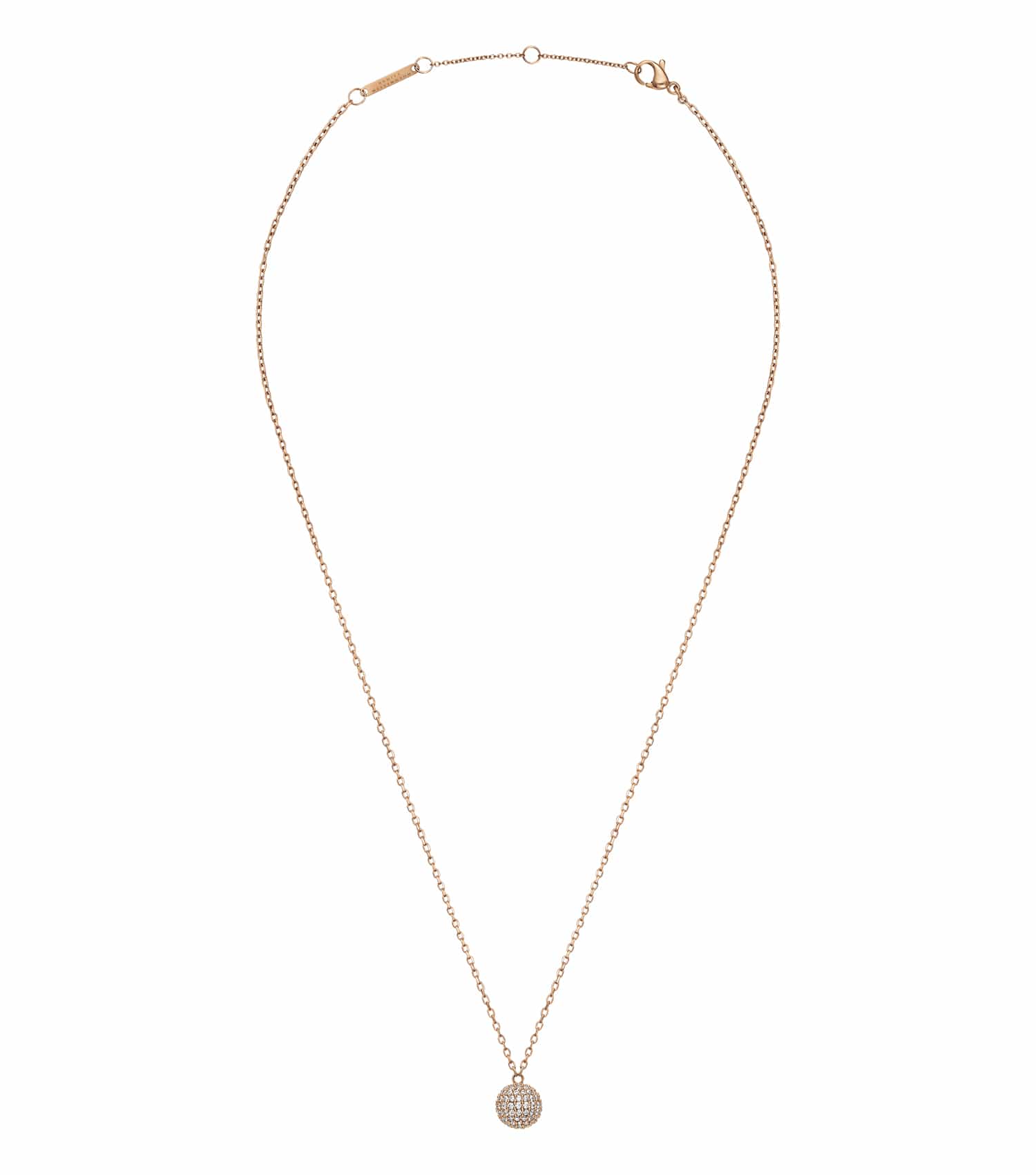 Women Pave Necklace Rose Gold Stainless Steel & Crystals