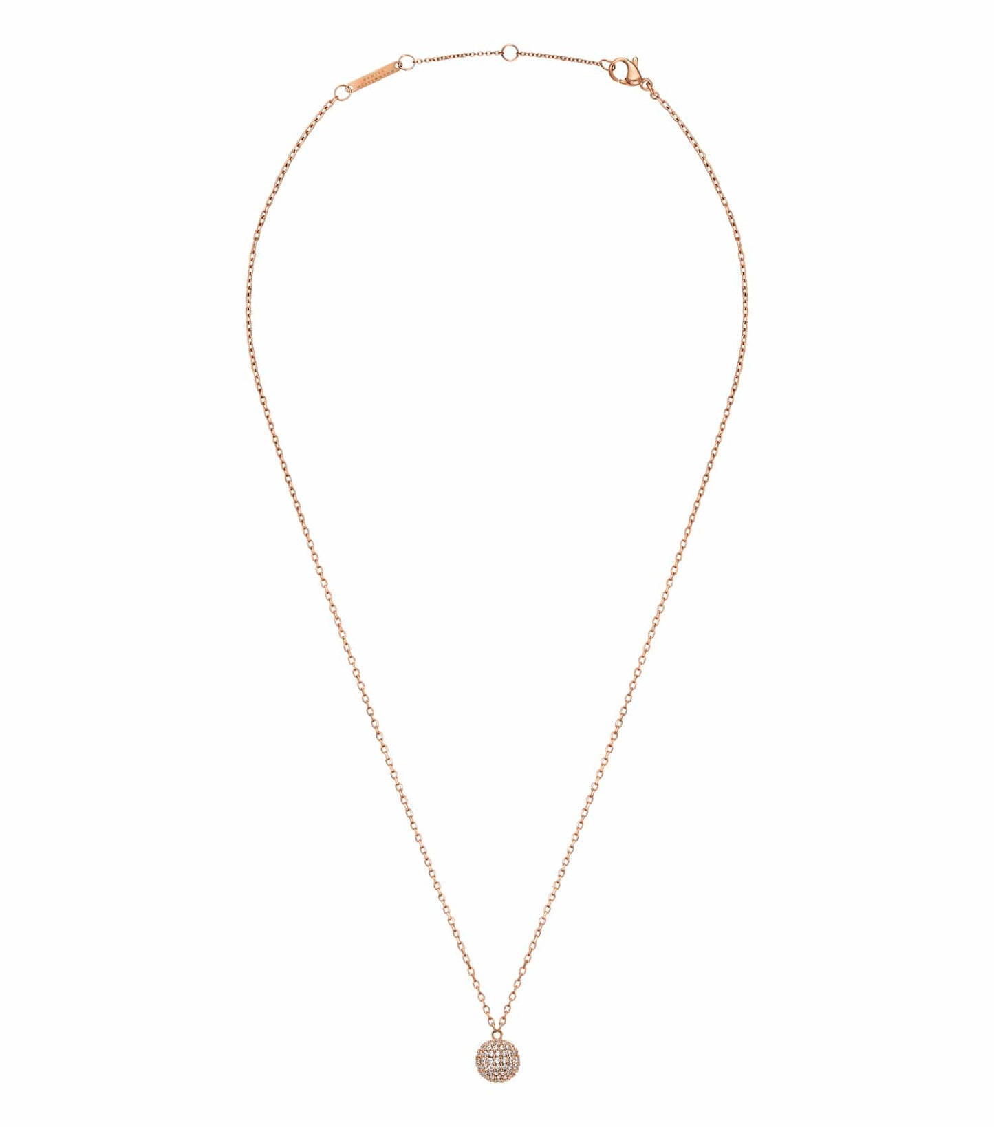 Women Pave Necklace Rose Gold Stainless Steel & Crystals