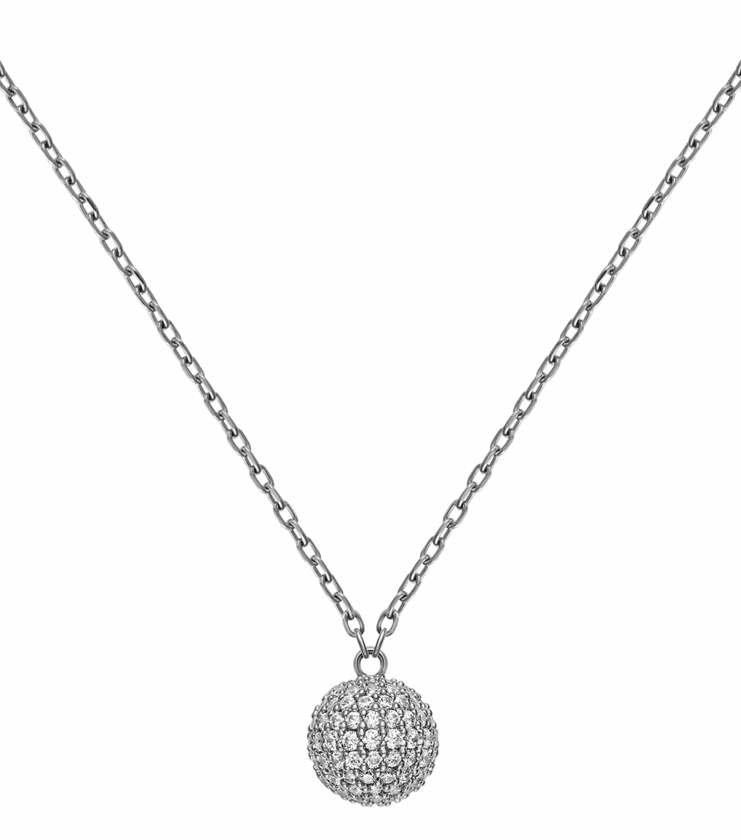 Women Pave Necklace Rose Gold Stainless Steel & Crystals