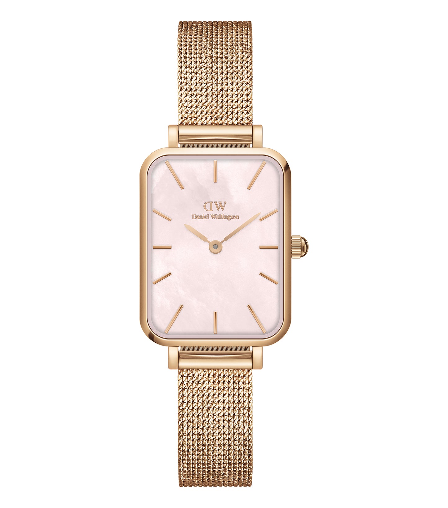 Daniel Wellington pressed quartz watch in a sleek close-up angle, highlighting a stylish, minimalistic design and elegant color