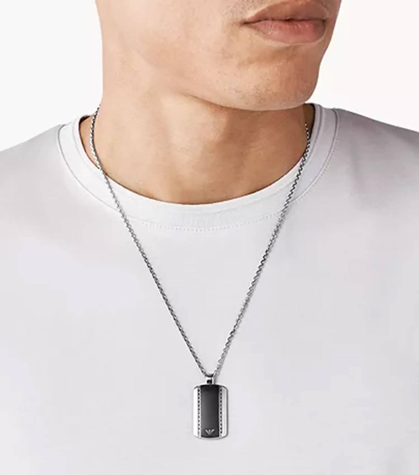 Men Eagle Logo Necklace Silver Steel
