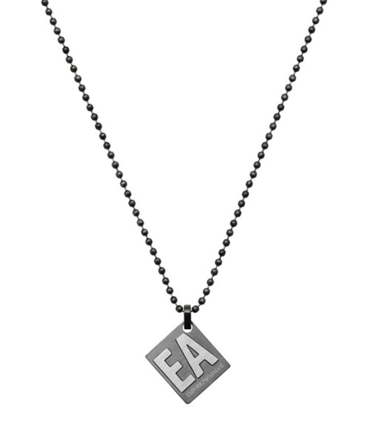 Men Eagle Logo Necklace Gunmetal Steel