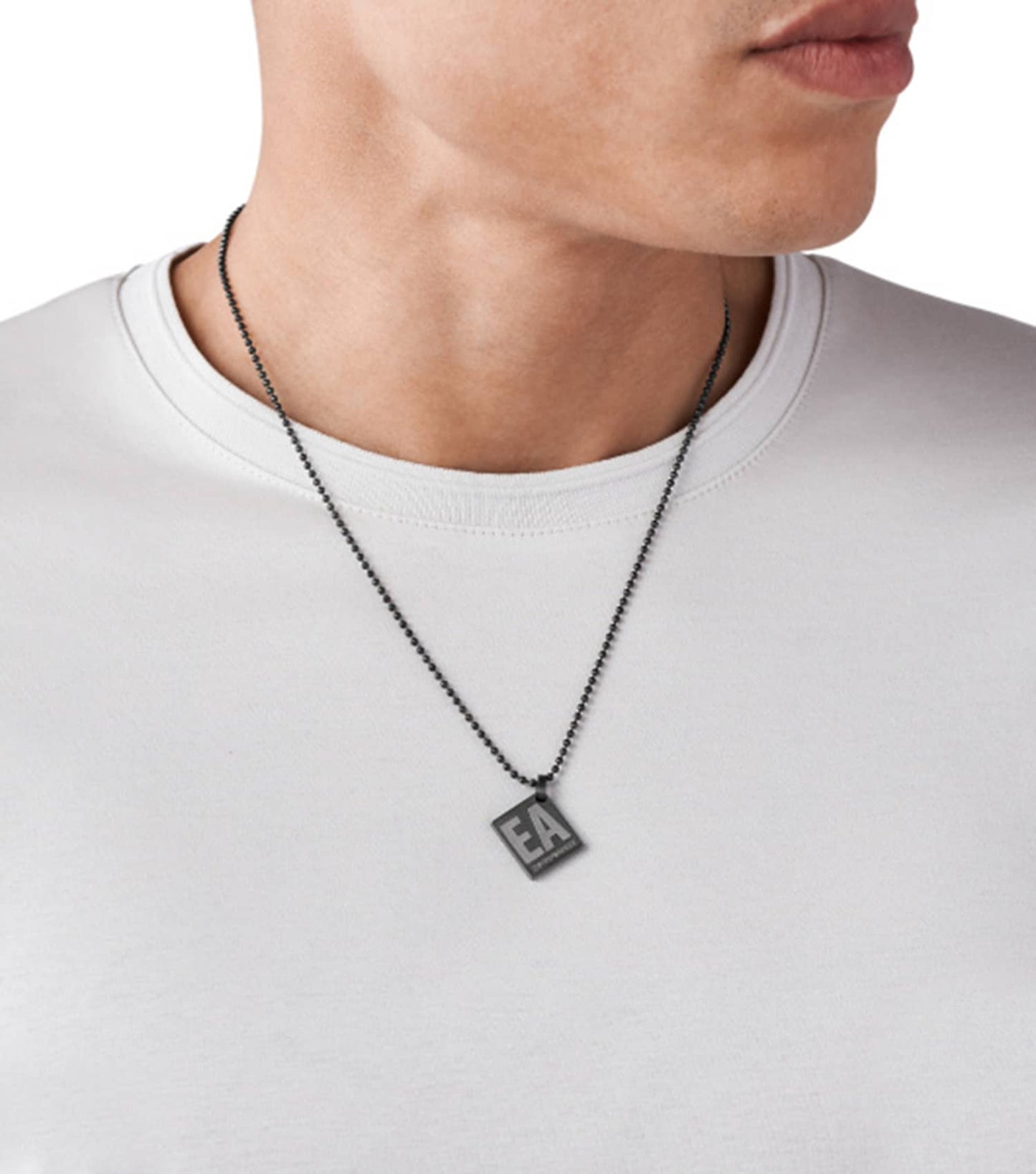 Men Eagle Logo Necklace Gunmetal Steel