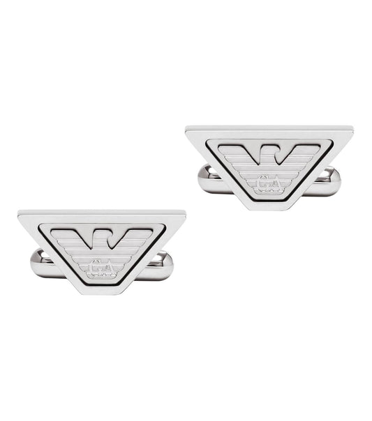 Men Eagle Logo Cufflinks Silver Stainless Steel