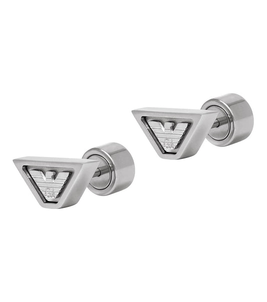 Men Eagle Logo Earring Silver Stainless Steel
