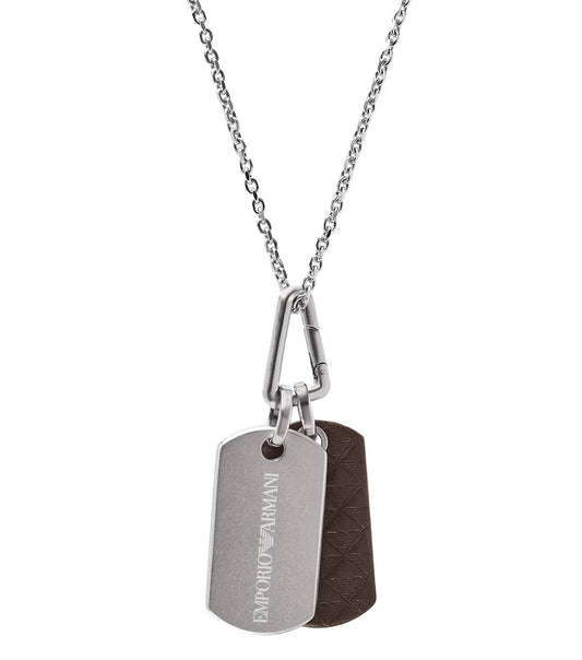 Men Eagle Logo Necklace Brown Stainless Steel