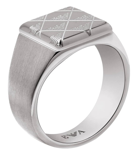 Men Eagle Logo Ring Silver Stainless Steel