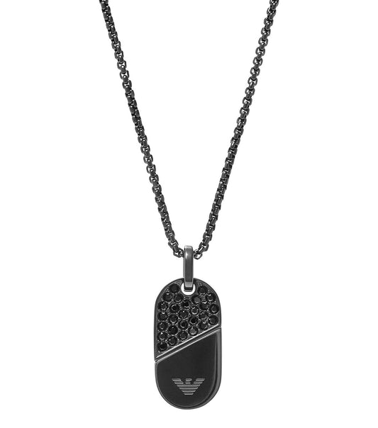 Men Couples Necklace Black Stainless Steel