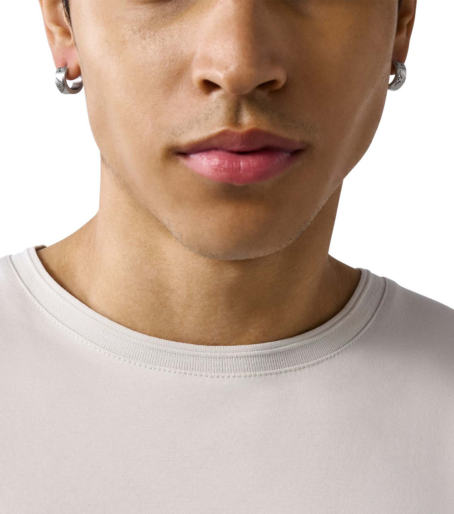 Men Eagle Logo Earring Silver Na