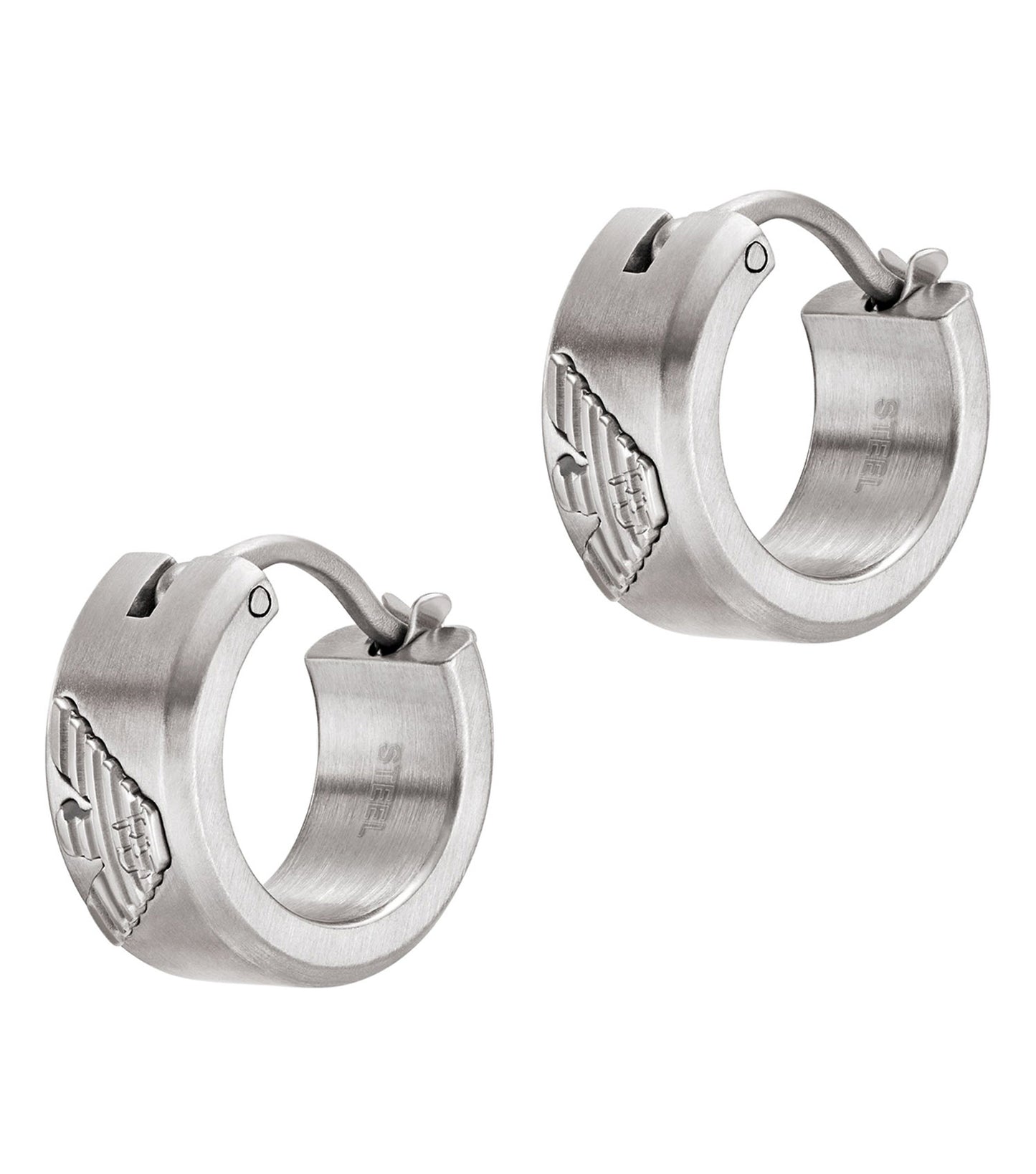 Men Eagle Logo Earring Silver Na