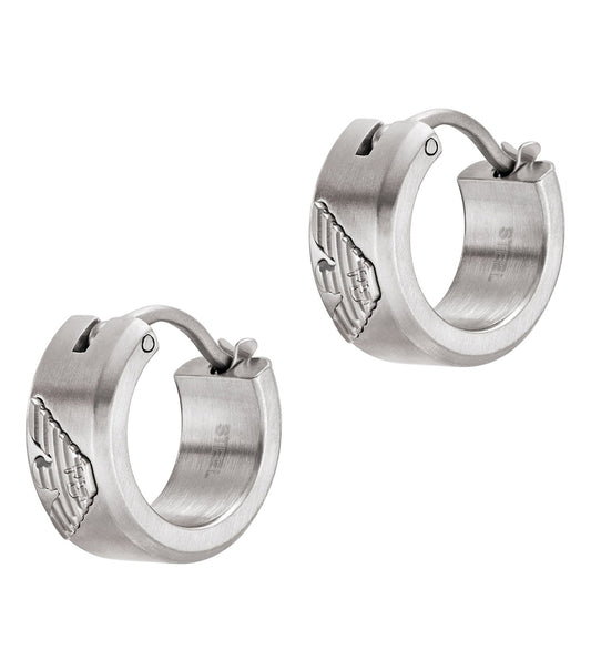 Men Eagle Logo Earring Silver Na