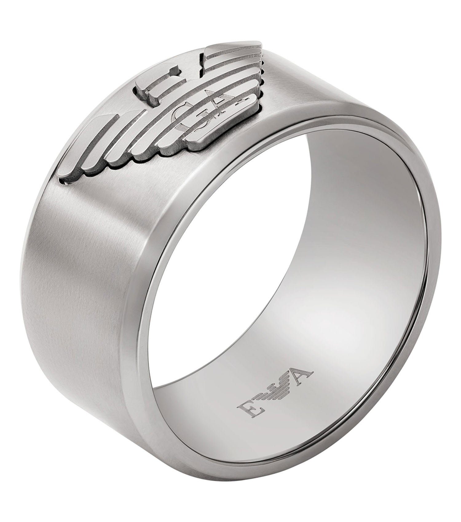 Men Eagle Logo Ring Silver Na